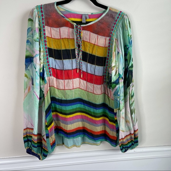 Anthropologie blank elouera boho peasant printed blouse size XS - Picture 3 of 7